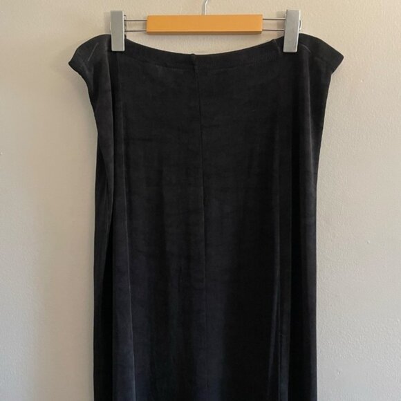 Vintage 90s Picadilly Fashion Slinky Black Trumpet Flared Maxi Skirt - Picture 8 of 11